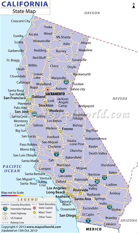 Map Of California With Cities California Map With Cities Northern
