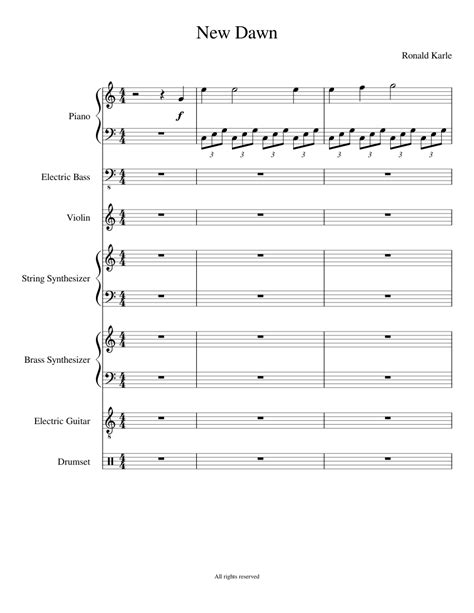 New Dawn Sheet Music For Piano Violin Drum Group Guitar And More