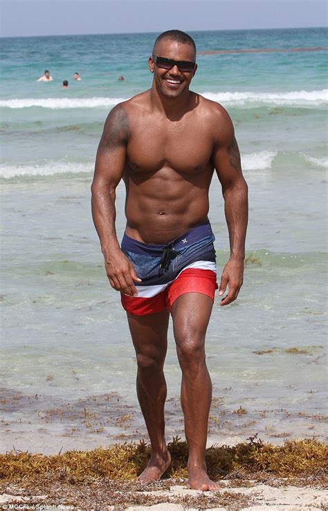 Shemar Moore Shows Off His Ripped Physique In Tri Color Trunks On Miami Beach Daily Mail Online