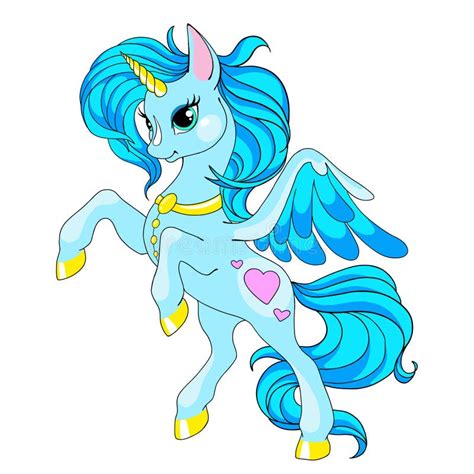 Fairy Tale Character Horse Cartoon Unicorn Blue Unicorn With Long