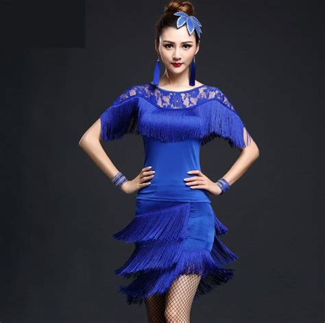 2016 Women Salsa Dancing Skirt Costume Topsskirts Suit Ballroom Fringe