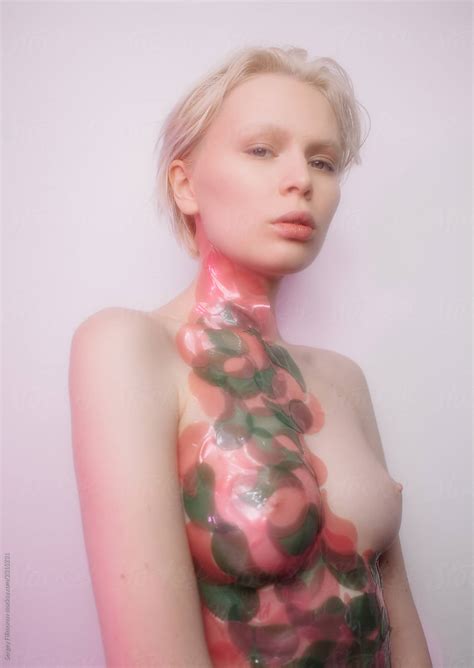 Topless Woman Portrait With Patches On Body By Stocksy Contributor