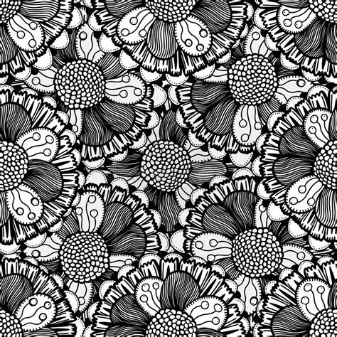 Doodle Black And White Seamless Pattern Stock Vector Illustration Of