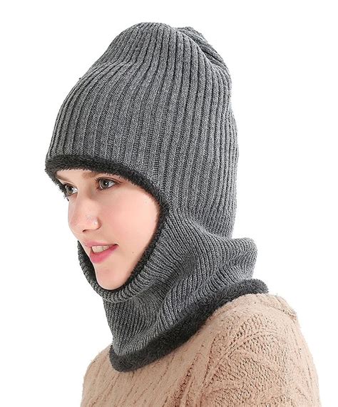 windproof ski face mask winter hats warm knitted balaclava beanie hat gray cc1878e0zao