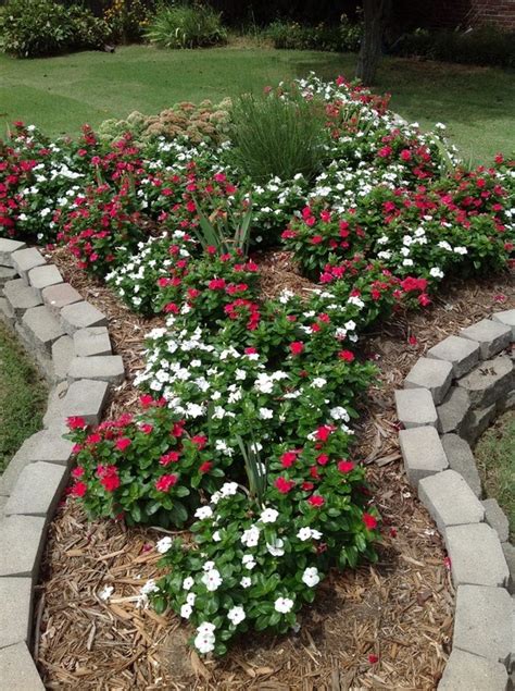 How do you design a flower garden? Landscape with Vinca, Irises and broom bush. | Garden ...