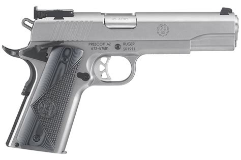 Ruger Sr1911 45acp Stainless Target With Bomar Style Adjustable Sights