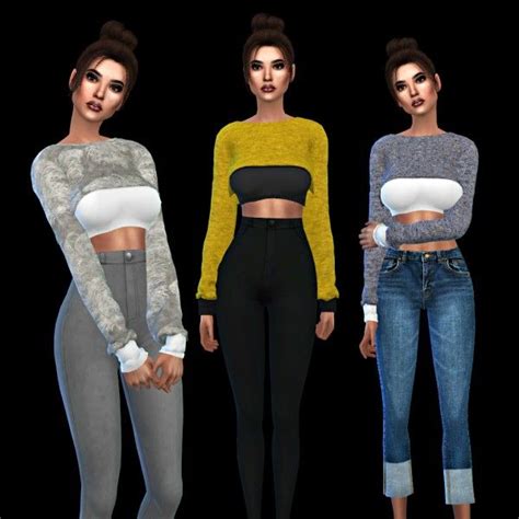 Leo 4 Sims Rin Crop Sweater • Sims 4 Downloads Cropped Sweater Sims
