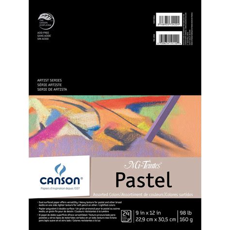 Canson Mi Teintes Pastels Paper Pad 9x12 Assorted Colors 24 Sheets