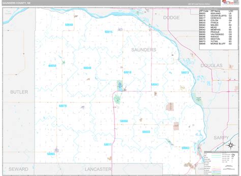 Saunders County Ne 5 Digit Zip Code Maps Premium