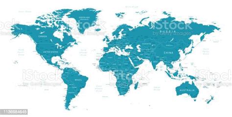 World Map Borders Countries And Cities Vector Illustration Stock