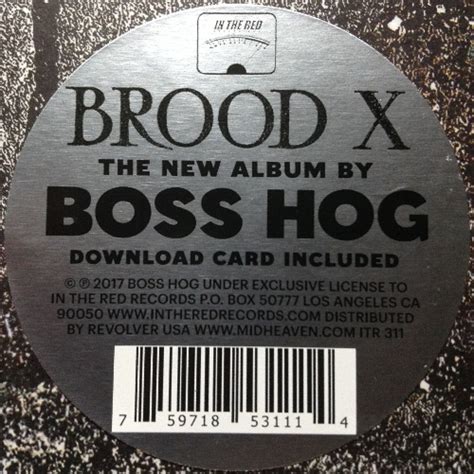 Boss Hog Brood X [clear Vinyl] Lp Us Pop Uk