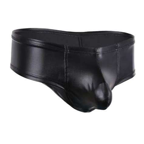 Men S Faux Leather Briefs G String Thong Pouch Bikini Jockstrap Sexy Underwear 4 65 Picclick
