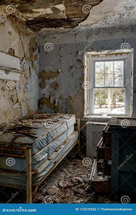 Derelict Bed In Bedroom Abandoned Sleighton Farm School