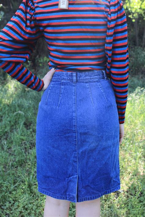 Roxanne 1980s Denim Mini Skirt Pleated Pleats Retro Goth