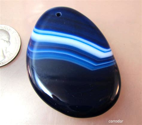 Designer Navy Blue Sardonyx Agate Gemstone Pendant 1 By Carrodar