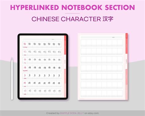All In One Chinese Study Notebook Words Chinese Character Etsy