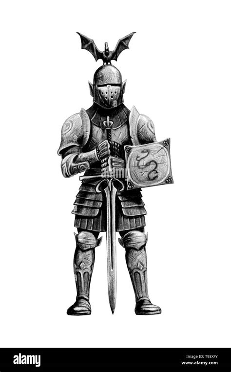 Medieval Black Knight Drawings