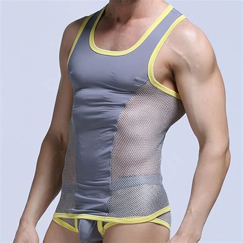 Aliexpress Com Buy Sexy Men Underwear Mesh Men S Tank Top Sexy Gay
