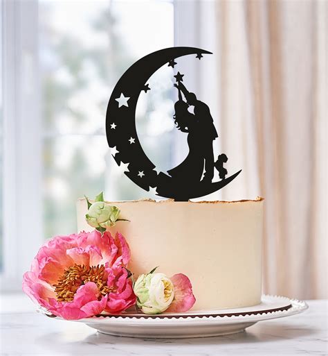 Moon And Star Wedding Cake Topper To The Moon And Back Cake Etsy