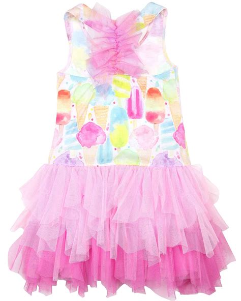 Kate Mack Girls Ice Cream Socialdress With Tulle Bottom Biscotti And