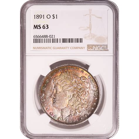 Certified Morgan Silver Dollar 1891 O Ms63 Ngc Toned Golden Eagle Coins