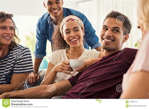 Happy Young Friends At Home Stock Image Image Of Smile Friend 118256141