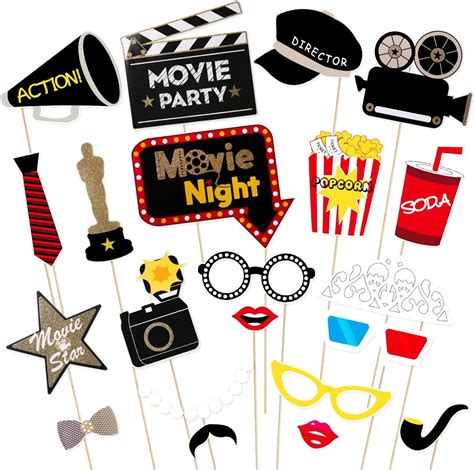 Bestoyard Hollywood Photo Booth Props Kit Film Night Photo Booth Props