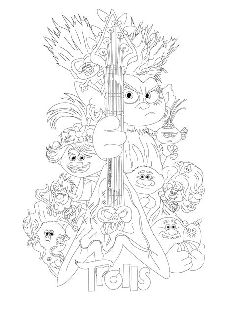 24 Trolls World Tour Coloring Book Pages