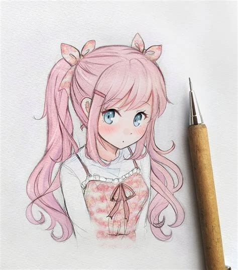 Cute Anime Girl Pencil Drawing Danielaboltres De