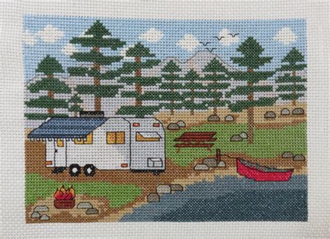 Camping Cross Stitch Charts Caravan Two Charts Embroidery And Cross
