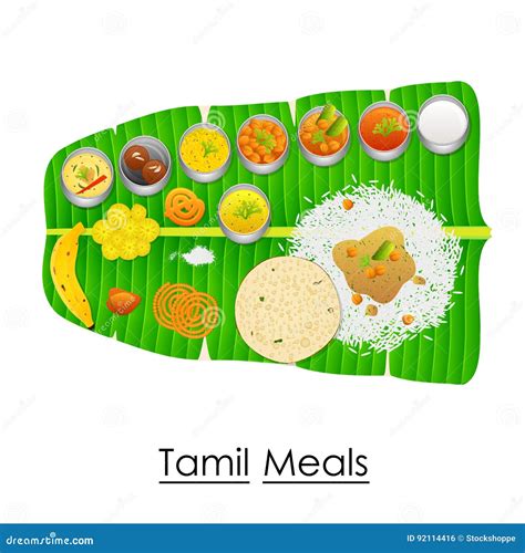 Traditional Cuisine And Food Meal Thali Of Tamil Nadu India Stock