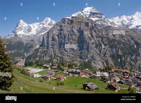 Mountain Mountains Village Canton Bern Bernese Alps Switzerland