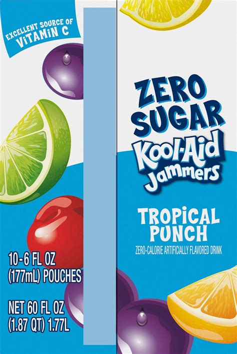 Kool Aid Jammers Tropical Punch Zero Sugar Artificially Flavored Soft