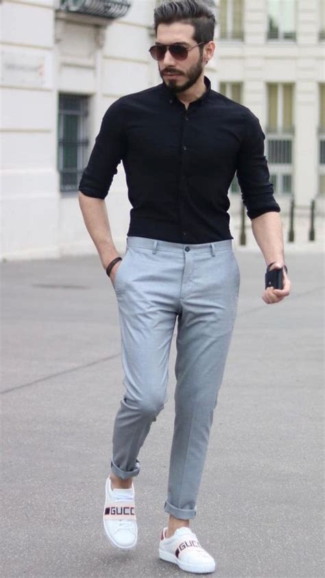 Grey Jeans Chinos Clothing Ideas With Black Shirt Semi Formal Dress