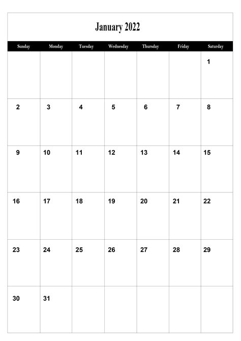 20 Printable January 2022 Calendar With Holidays Blank Free Free