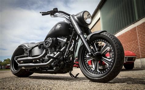 Download Wallpapers Harley Davidson Chopper Custom Motorcycle Black