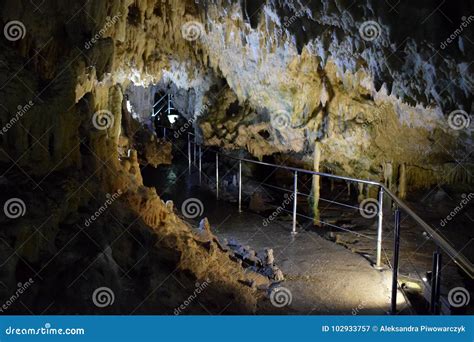 Cave Of Diros Greece Stock Image Image Of Lights Stalagnates 102933757