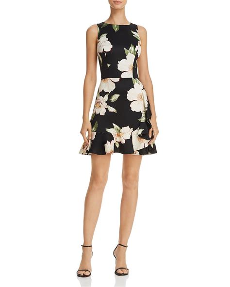 Aqua Sleeveless Ruffled Floral Print Dress 100 Exclusive Women