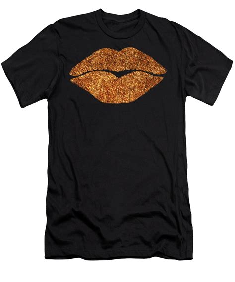 Rose Gold Texture Kiss Lipstick On Pouty Lips Fashion Art T Shirt For