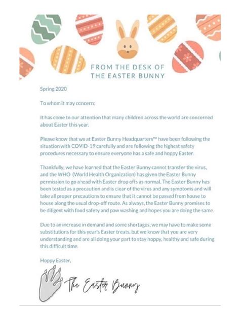 Easter Bunny Letter To Print Pdf