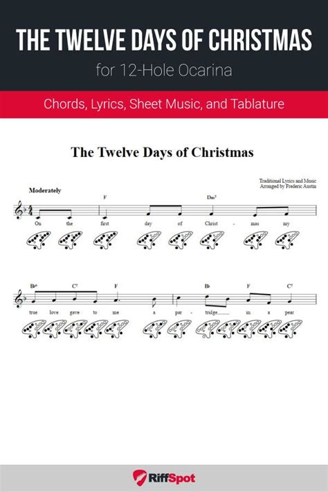 The Twelve Days Of Christmas For 12 Hole Ocarina Sheet Music