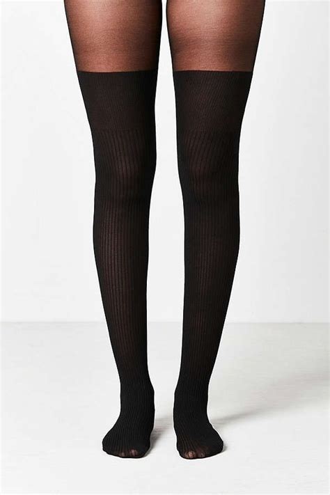 Out From Under Ribbed Faux Thigh High Sheer Tight Thigh Highs Thighs Tights