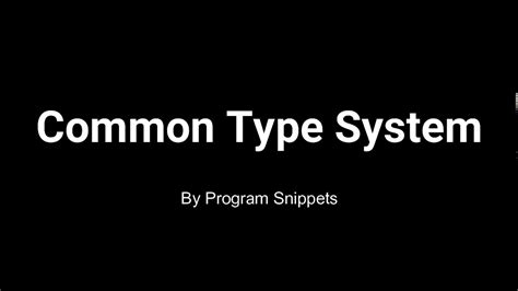 Common Type System Youtube