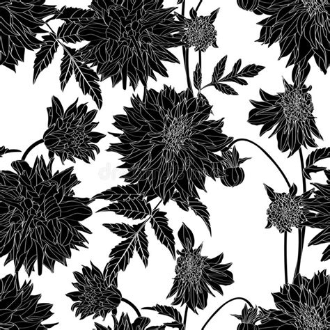 Dahlia Seamless Pattern Of Vintage Beige Dahlia Flowers Stock Vector