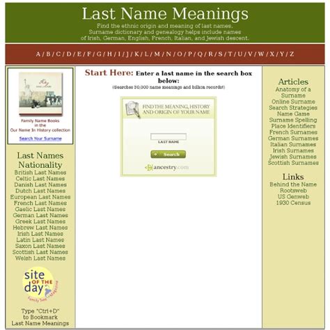 Last Name Meanings Dictionary Pearltrees