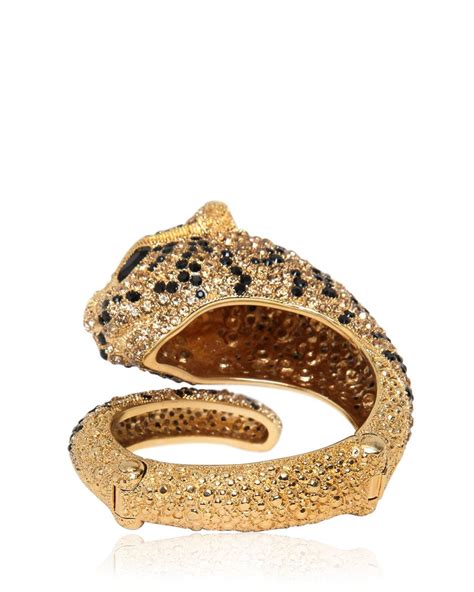 Roberto Cavalli Jeweled Panther Cuff Bracelet In Metallic Lyst
