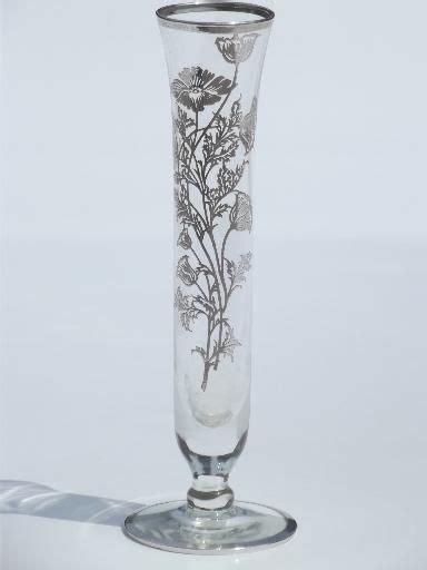 Vintage Silver Overlay Glass Bud Vase Flanders Poppy Silver Deposit