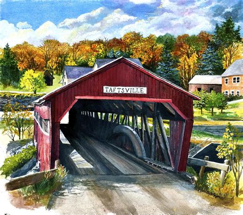 Taftsville Covered Bridge Painting By Lucille R Major Fine Art America