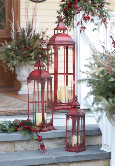 Lantern Set Of 3 Item 49112 Christmas Porch Decor Christmas Deco