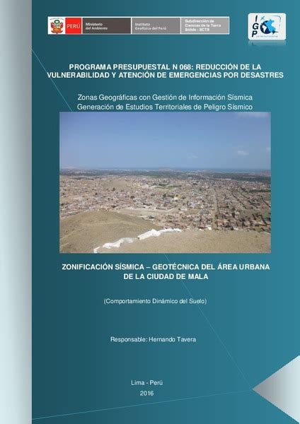 Zonificación Sísmica Geotécnica Del área Urbana De La Ciudad De Mala